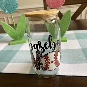 Calling all Sports Moms!! Glass tumbler with bamboo lid & straw - vinyl decal